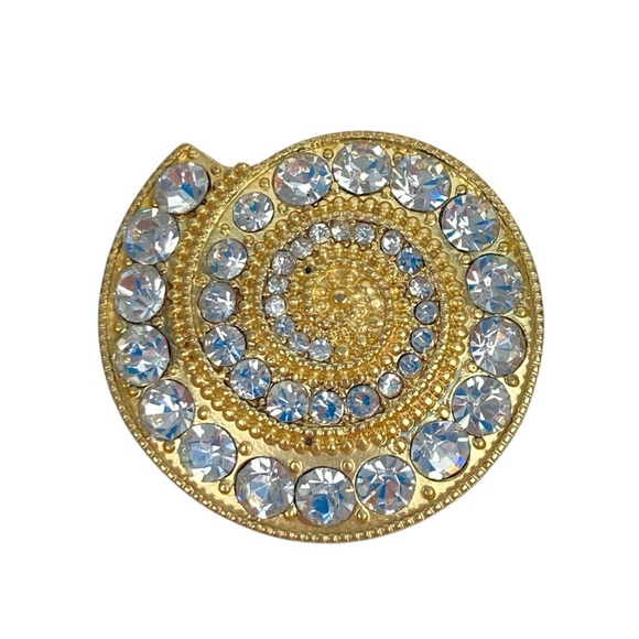 Rhinestone Nautilus Statement Ring  Cocktail in Gold - Picture 2 of 11